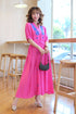 Embroidery Pattern V Neck Loose Fit Dress